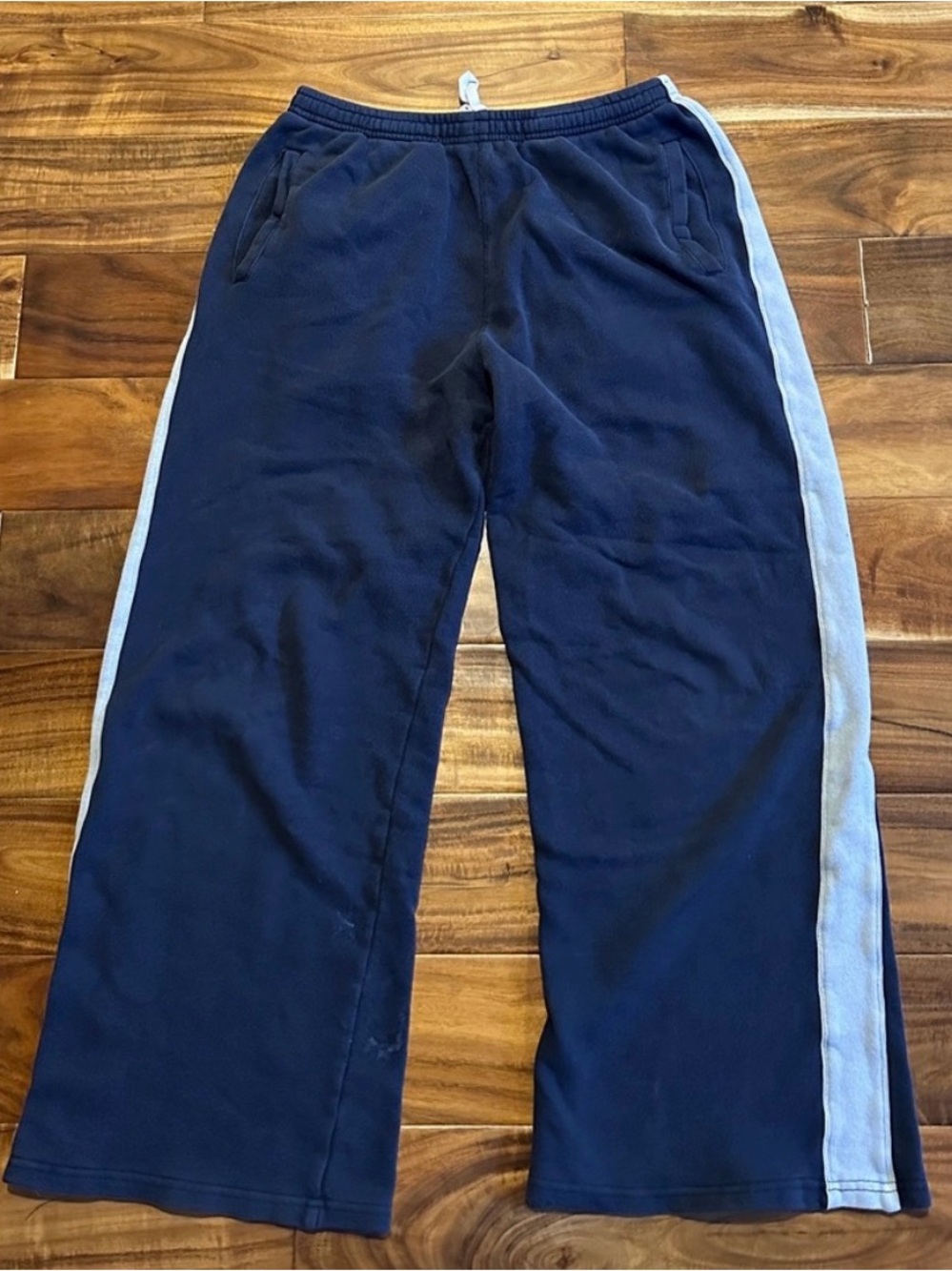 Brandy Melville Navy Sweatpants with Light Blue Side Stripe